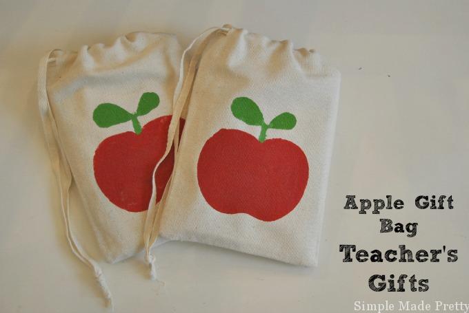 Apple gift bag teacher gifts - free stencil download