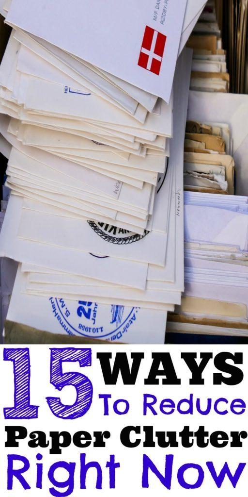 Even with our digitally advanced world, many still struggle with paper clutter at home and at work. Here are 15 ways you can reduce paper clutter right now. de-clutter paper, de-clutter, organize paperwork, organize papers, mail organization, reduce paper