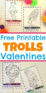 Free Printable Trolls Movie Valentine Coloring Cards - Simple Made Pretty