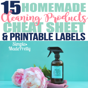 These cleaning products were so easy to make! I downloaded the free printable cheat sheet and the labels and made my own cleaning products using essential oils!