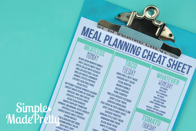 Meal Planning 101: Create a Cheat Sheet