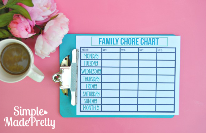 This printable chore chart is perfect for everyone in the family, including kids and adults to help clean the home!