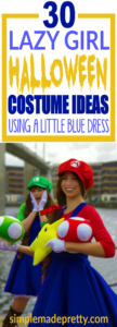 These lazy girl Halloween costume ideas are easy to pull together for a last minute Halloween costume idea. I love this Super Mario Brothers Halloween costume for girls! There are so many other Halloween costume ideas for women in this post!