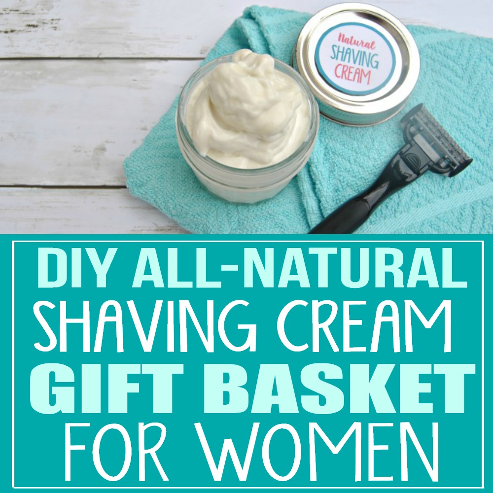 This gift basket idea for women is a thoughtful gift for birthdays, moms, friends, college students, care packages, and Christmas. The DIY shaving cream recipe has natural ingredients, including shea butter, coconut oil, and Young Living essential oils. The razors featured in this gift basket are from Roses Razors and are one of the best razors for women shaving that I've used. This frugal living DIY craft is easy for teen girls and the razors are gentle on skin.