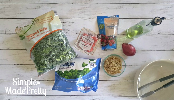 This kale salad dressing recipe is the best I've ever tasted! I can make this kale salad in 5 minutes are less and the dressing is so much healthier than store-bought dressing! I make this salad for parties and holiday dinners and it's always a hit! All the ingredients can be found at Aldi which makes it a cheap but healthy recipe!