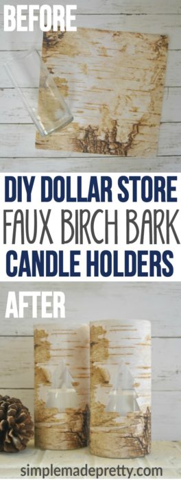 I made these Dollar Store DIY home decor vases as a Christmas Craft idea to give as gifts. These are the best dollar store DIY candle holder decorations I've found online! I love how this DIY adds rustic decor to our living room to create farmhouse style. 