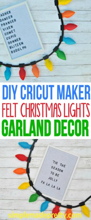 I love these bright colors! The free printable felt pattern was easy to make and added fun colorful Christmas decor to our home. I used my Cricut Maker Machine but you could use a Cricut Explore machine to make this craft project. Felt garland has been everywhere this holiday season and this was a fun DIY felt Christmas craft idea!