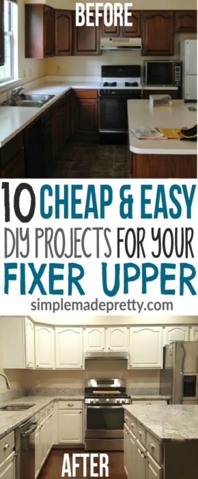 We bought a fixer upper home that needed a lot of work! These 10 home improvement projects fit our budget and we saved so much money! We ended up selling our house and made a huge profit and return on investment! If you are renovating a house, start with these DIY home hacks!
