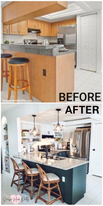 Before and After Kitchen black cabinets
