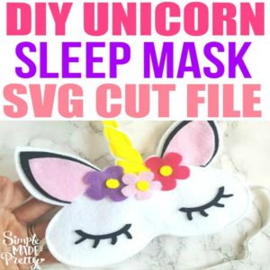This DIY Unicorn sleep mask is perfect for unicorn Birthday parties, favors or a girl's sleepover party. This felt craft idea used a Cricut Maker Machine to cut the felt and sew together. This is a great beginner sewer or beginner cricut. It can also be used for a unicorn costume with matching unicorn pajamas!