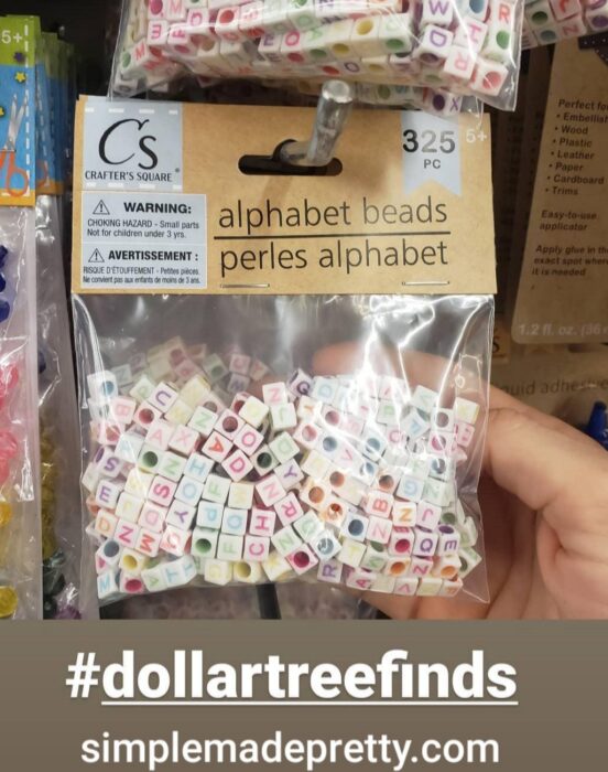Dollar Tree alphabet beads