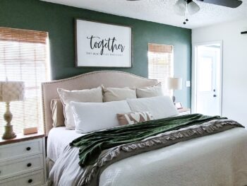 green bedroom accent wall