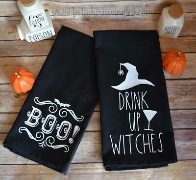 Cricut Boo and Drink Up Witches Halloween Towels