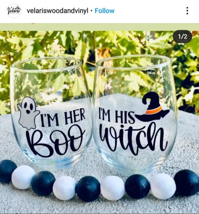 Cricut Halloween Boo Witch Wine Glass