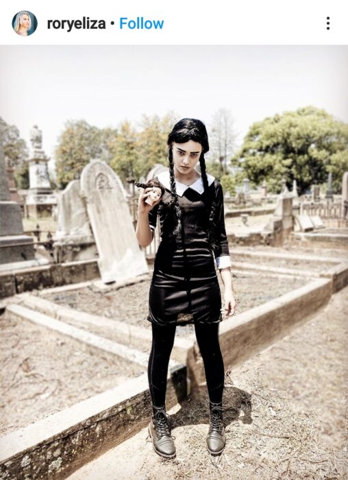 DIY Goth Girl Halloween Costume using a Black Dress