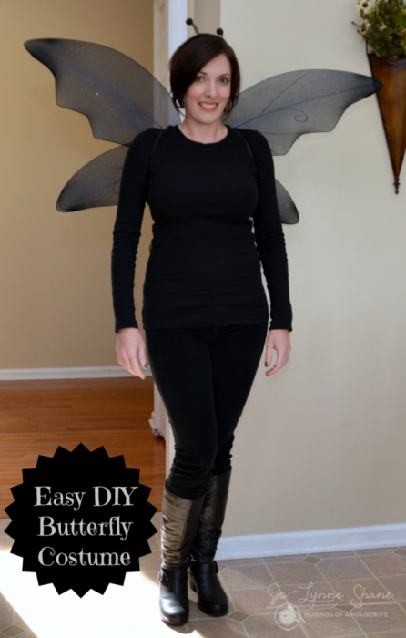 Easy DIY Butterfly Halloween Costume using a black dress