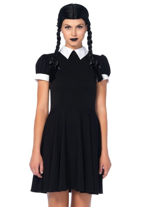 Gothic Darling Halloween Costume using a black dress