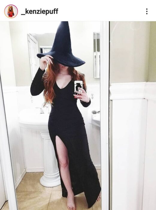 Halloween Witch costume using a black dress