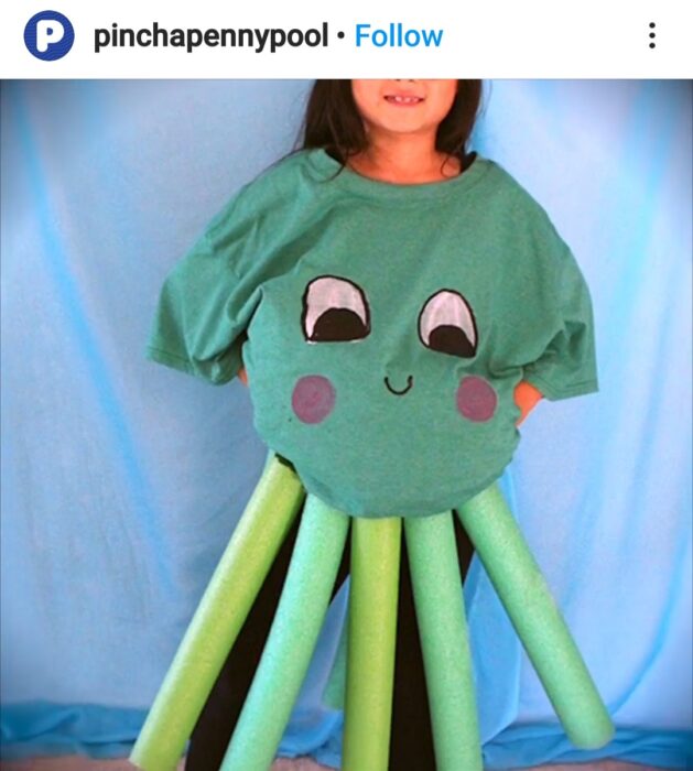 Pool Noodle Halloween Hacks green octopus