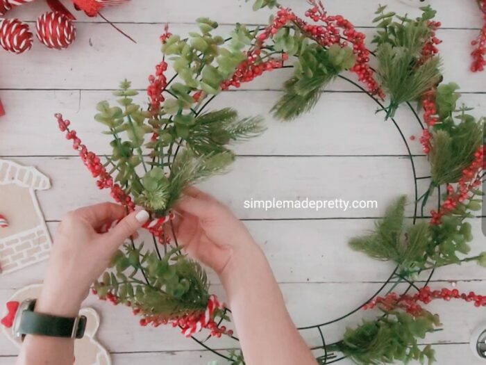 Peppermint and Gingerbread Christmas Wreath