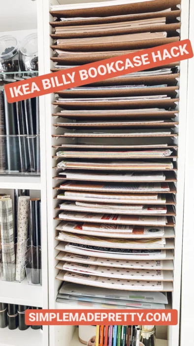Ikea Billy Bookcase Hack Organize Cardstock Paper