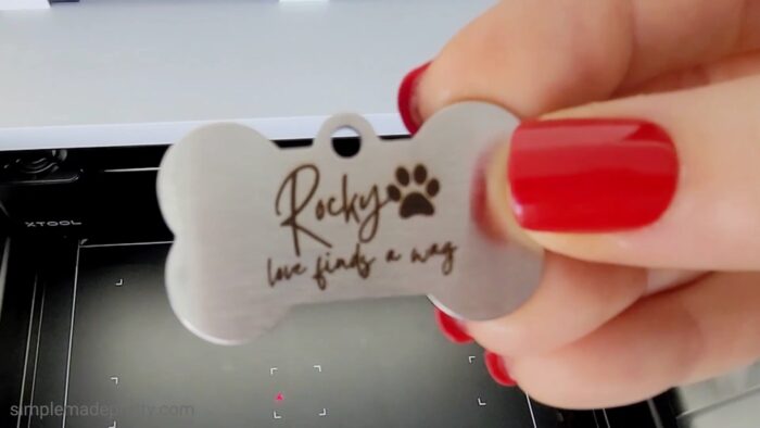 xTool M1 dog tag engraving