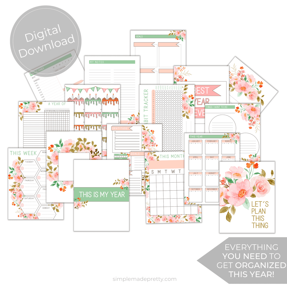 Floral Day Planner Bundle Floral Day Planner Bundle