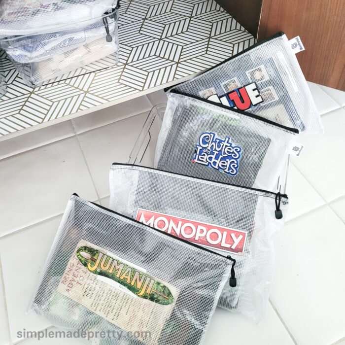 How to organize board games in bags