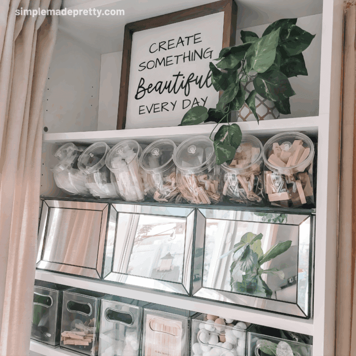 Storage Shelf Mirror Accent (Craft Room / Organization)