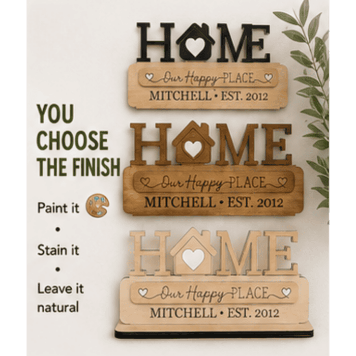 Painting unfinished wood pieces for a personalized interchangeable seasonal HOME sign